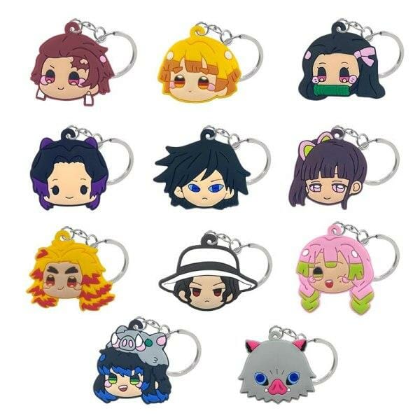 Set 12 Portachiavi Demon Slayer Kimetsu No Yaiba – Acrilico 4mm Fronte/Retro, Regalo Anime